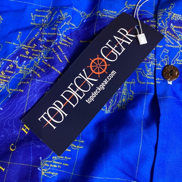 Michigan-Great Lakes Map Button Down Shirt-New-M - Picture 5 of 6